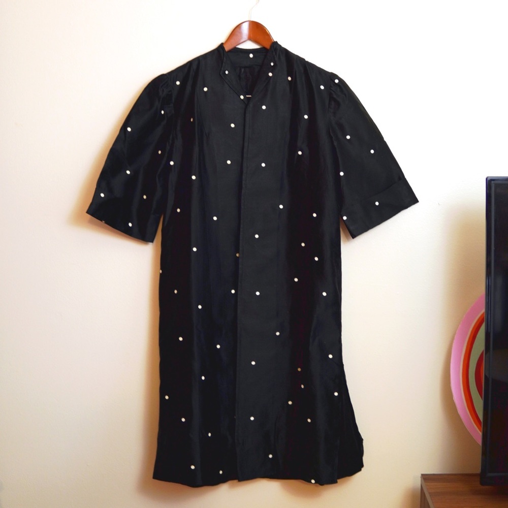 VTG handmade 80s polka dots Duster coat witchy